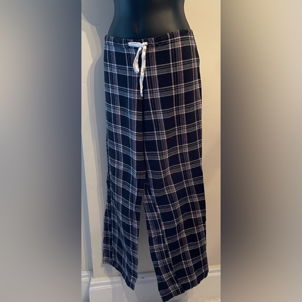 Vintage Roots Canada Black & Pink Plaid Pj Bottoms Size Medium